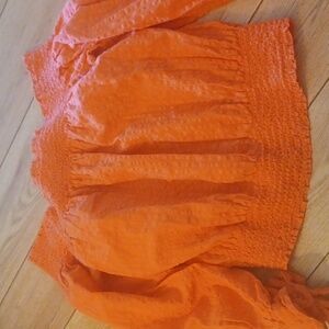 MELROSE & Market Vibrant Orange Off-Shoulder Blouse Top Cotton SM EUC